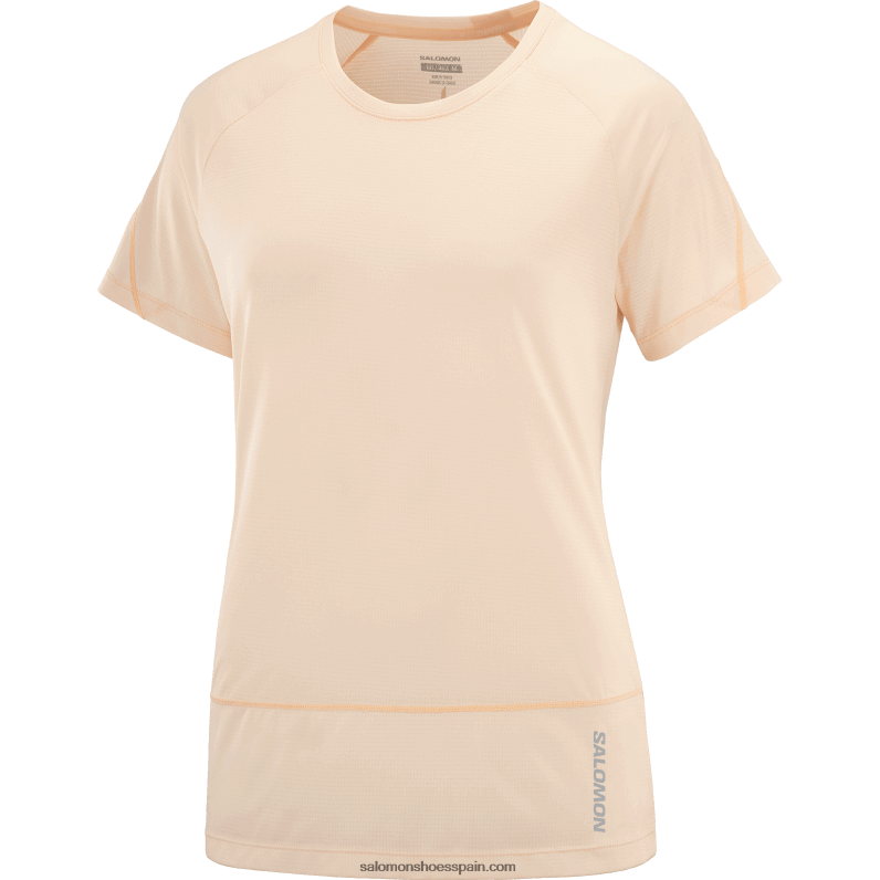 camiseta de manga corta para mujer - cross run Salomon 00B0PZ878 bronceado crema/brezo