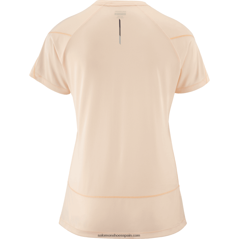 camiseta de manga corta para mujer - cross run Salomon 00B0PZ878 bronceado crema/brezo