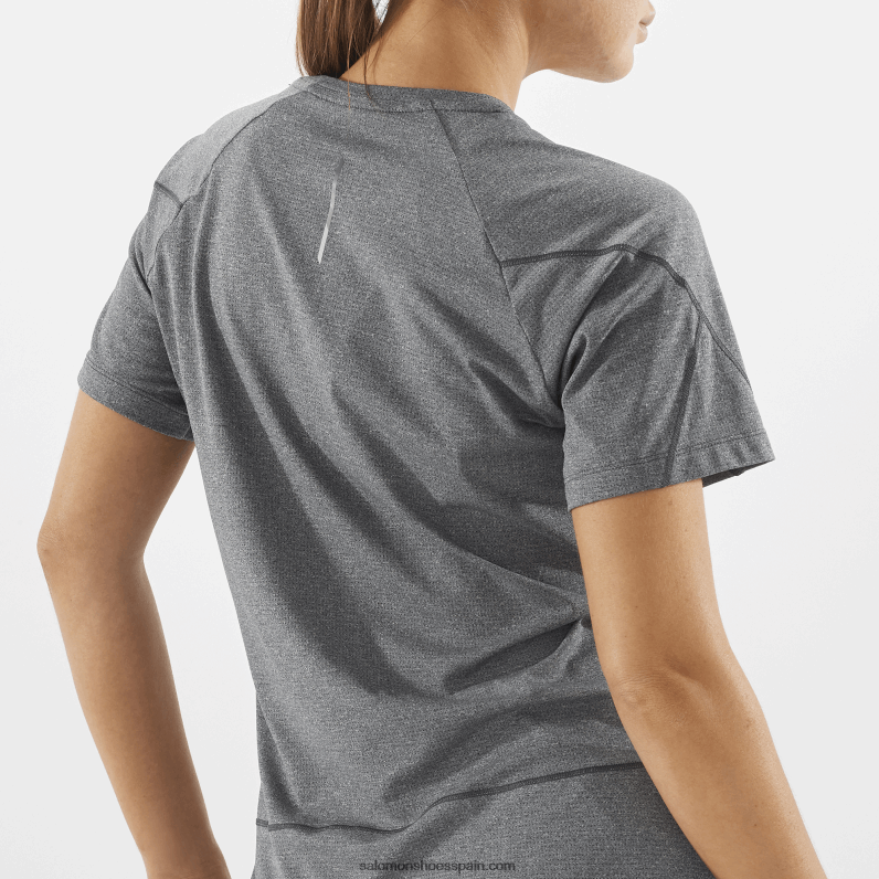 camiseta de manga corta para mujer - cross run Salomon 00B0PZ879 negro profundo/brezo