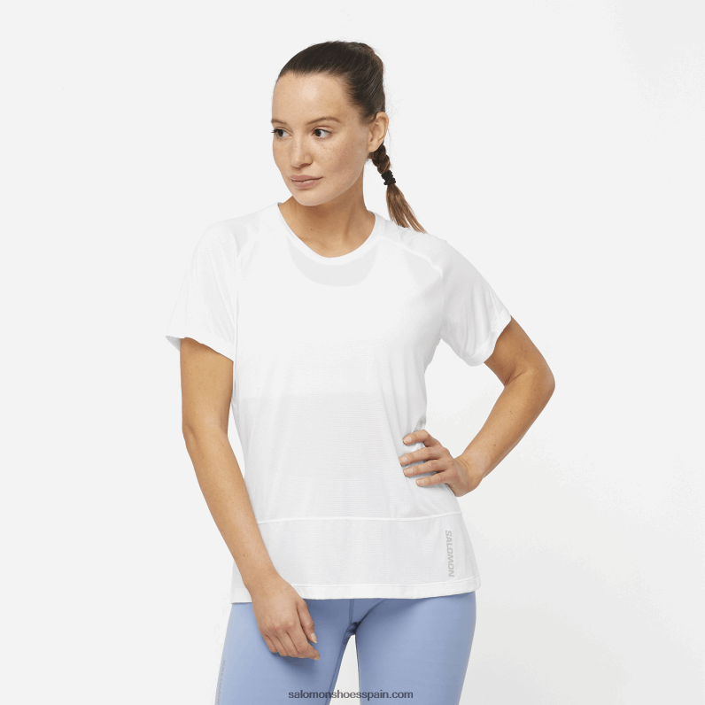 camiseta de manga corta para mujer - cross run Salomon 00B0PZ880 blanco