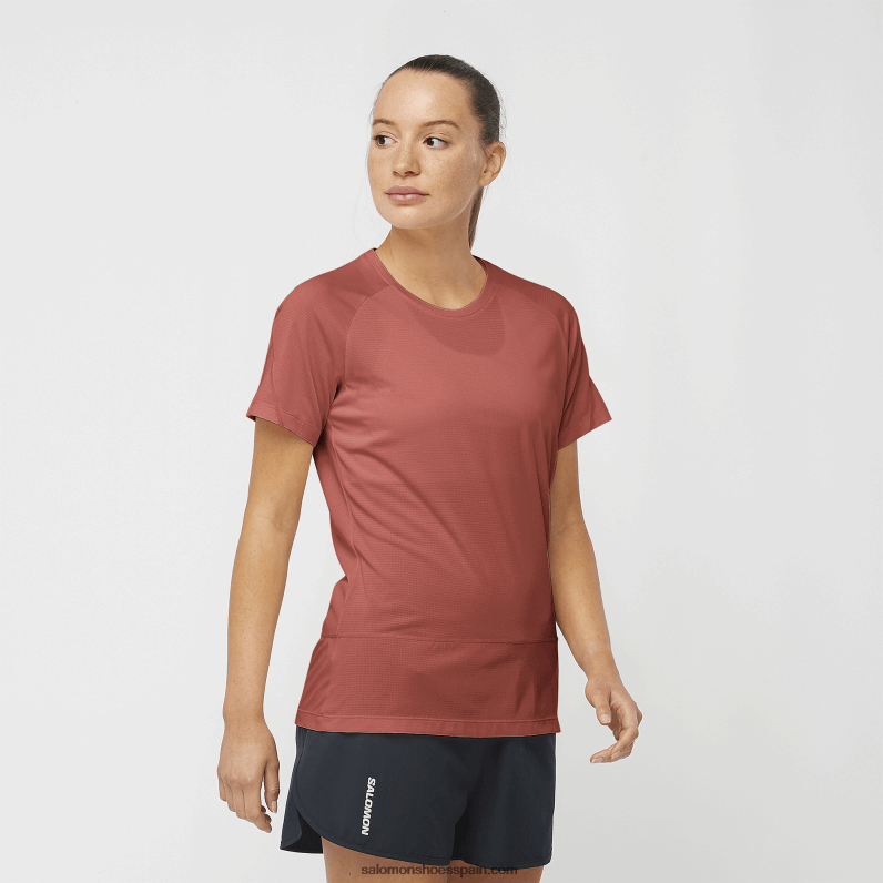 camiseta de manga corta para mujer - cross run Salomon 00B0PZ881 salsa picante