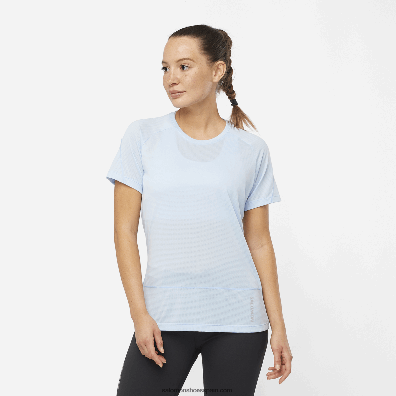 camiseta de manga corta para mujer - cross run Salomon 00B0PZ882 cambray azul/brezo