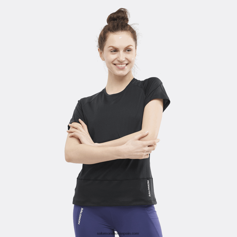 camiseta de manga corta para mujer - cross run Salomon 00B0PZ883 profundo negro