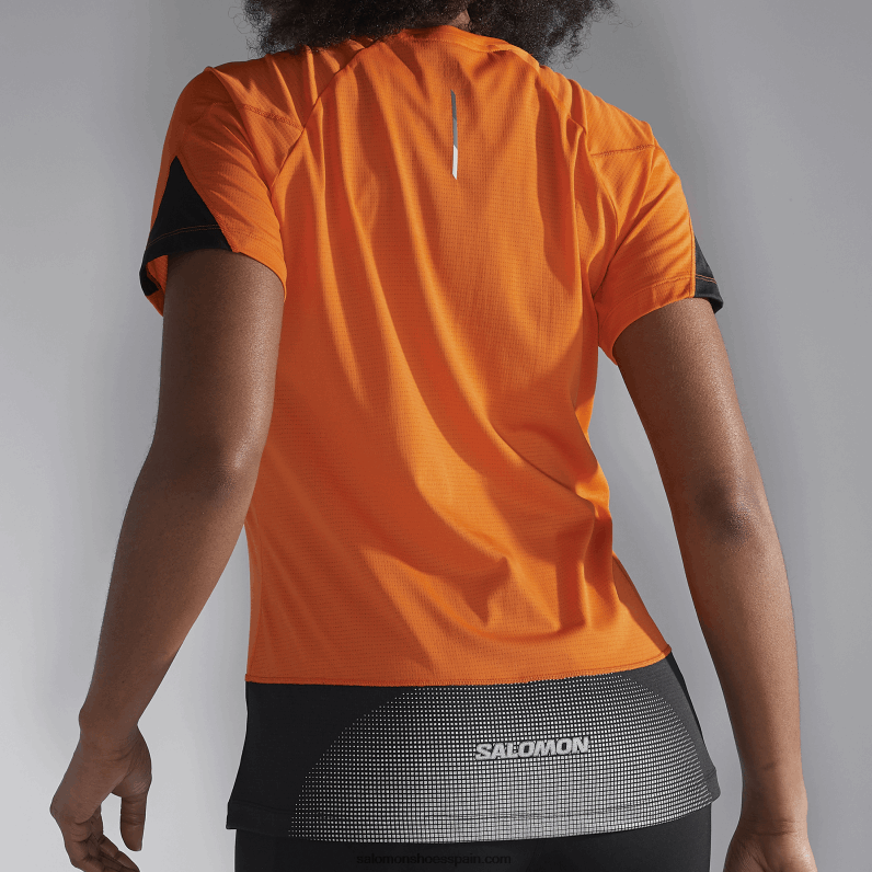 camiseta de manga corta para mujer - cross run Salomon 00B0PZ886 ibis escarlata/negro intenso/nocturno