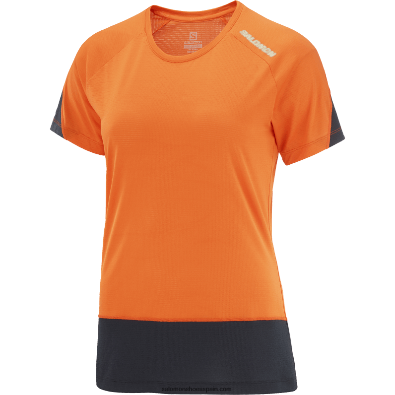 camiseta de manga corta para mujer - cross run Salomon 00B0PZ886 ibis escarlata/negro intenso/nocturno