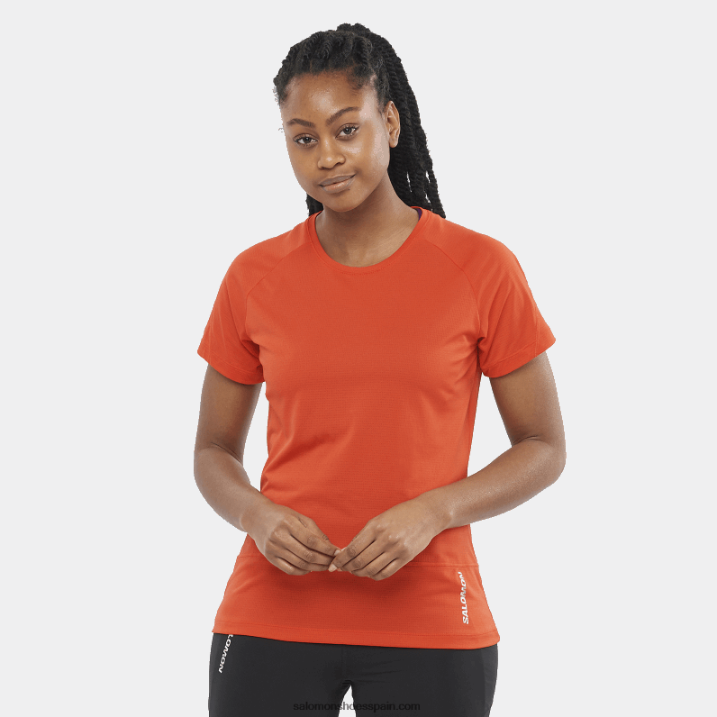 camiseta de manga corta para mujer - cross run Salomon 00B0PZ887 rojo fuego