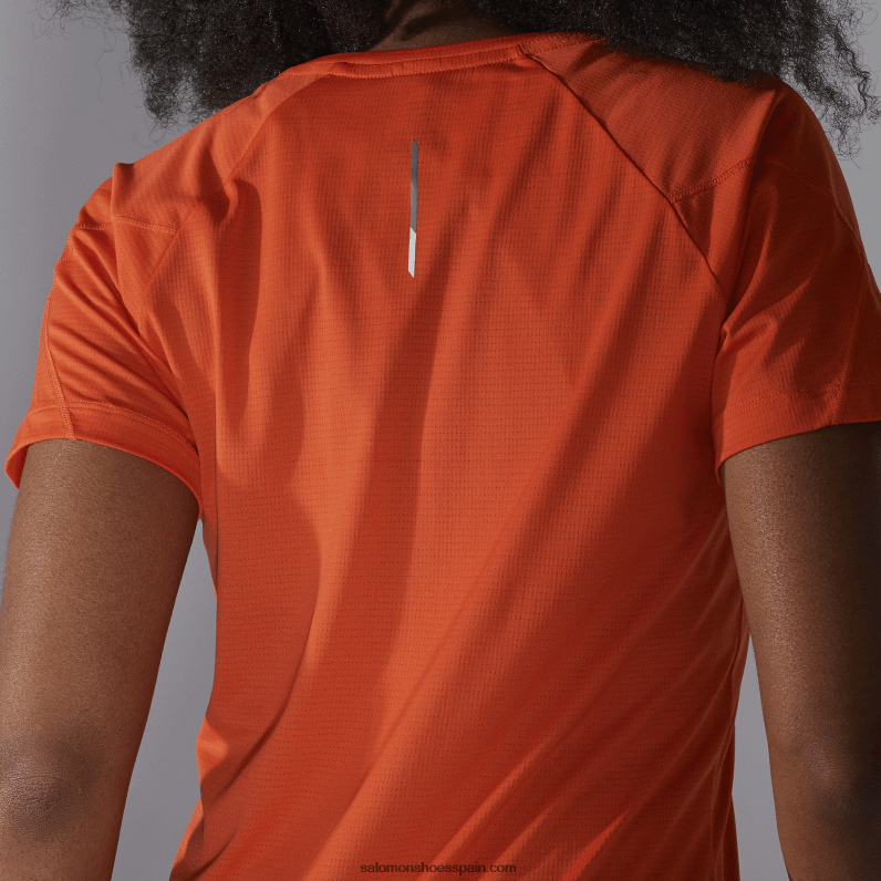camiseta de manga corta para mujer - cross run Salomon 00B0PZ887 rojo fuego