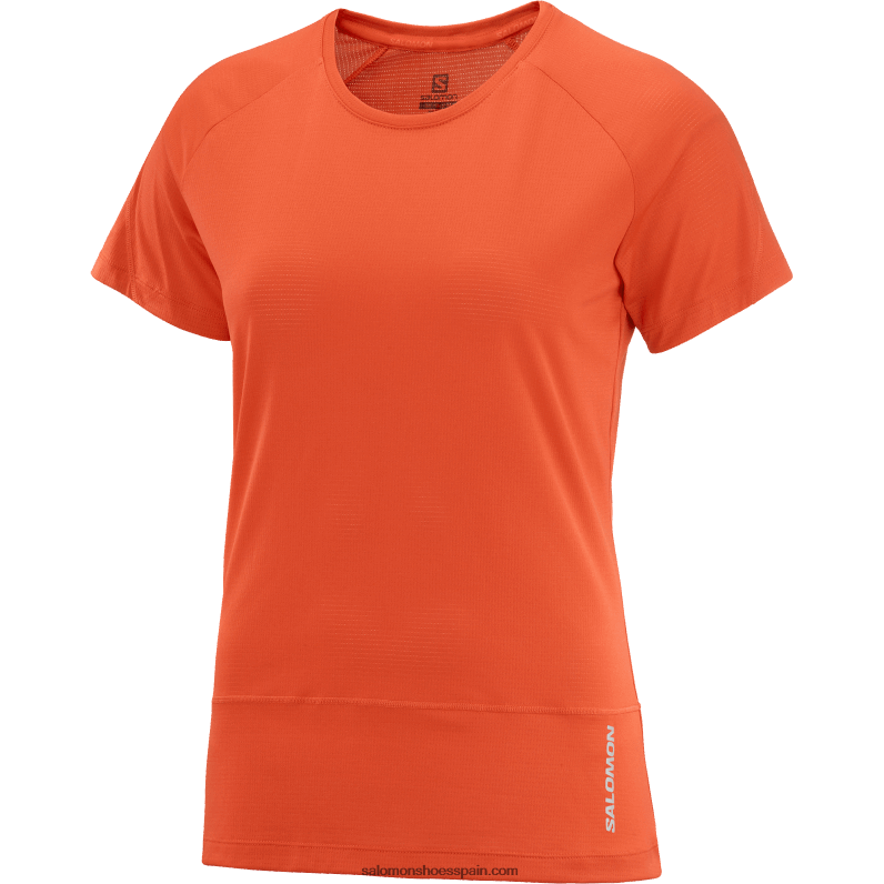 camiseta de manga corta para mujer - cross run Salomon 00B0PZ887 rojo fuego