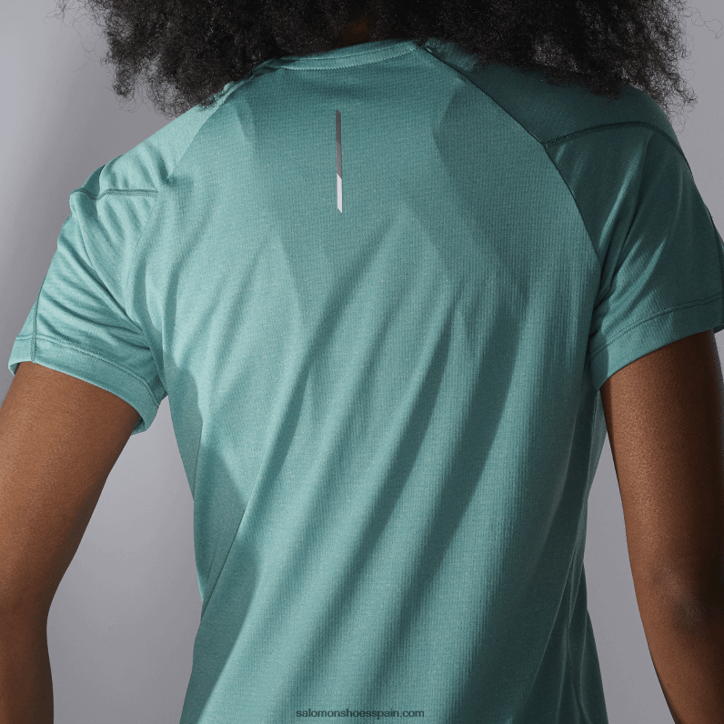 camiseta de manga corta para mujer - cross run Salomon 00B0PZ888 pacífico/brezo