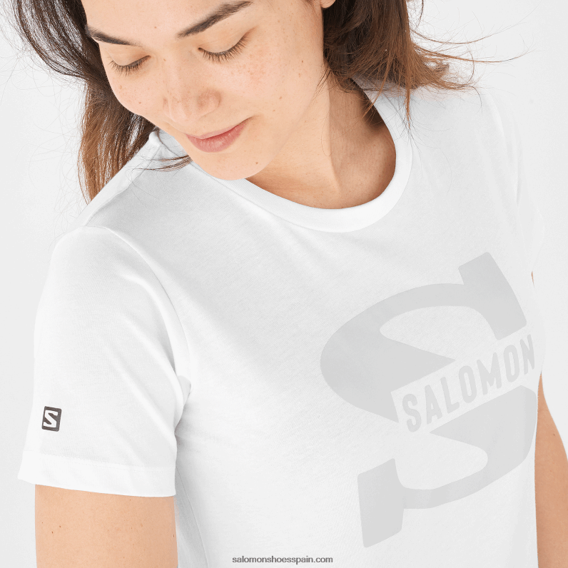 camiseta de manga corta para mujer - logotipo grande de outlife Salomon 00B0PZ901 blanco