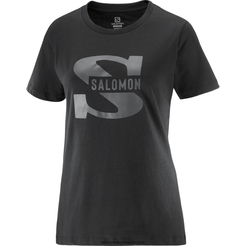 camiseta de manga corta para mujer - logotipo grande de outlife Salomon 00B0PZ903 negro