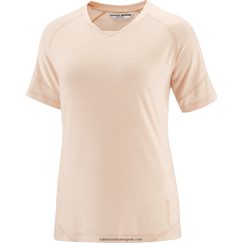camiseta de manga corta para mujer - runlife Salomon 00B0PZ912 bronceado crema/brezo