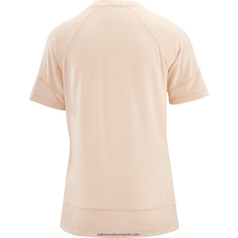 camiseta de manga corta para mujer - runlife Salomon 00B0PZ912 bronceado crema/brezo