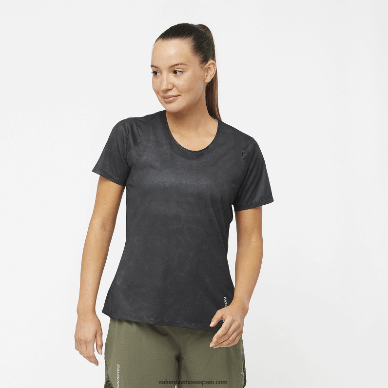 camiseta de manga corta para mujer - sense aero Salomon 00B0PZ928 periscopio/negro intenso