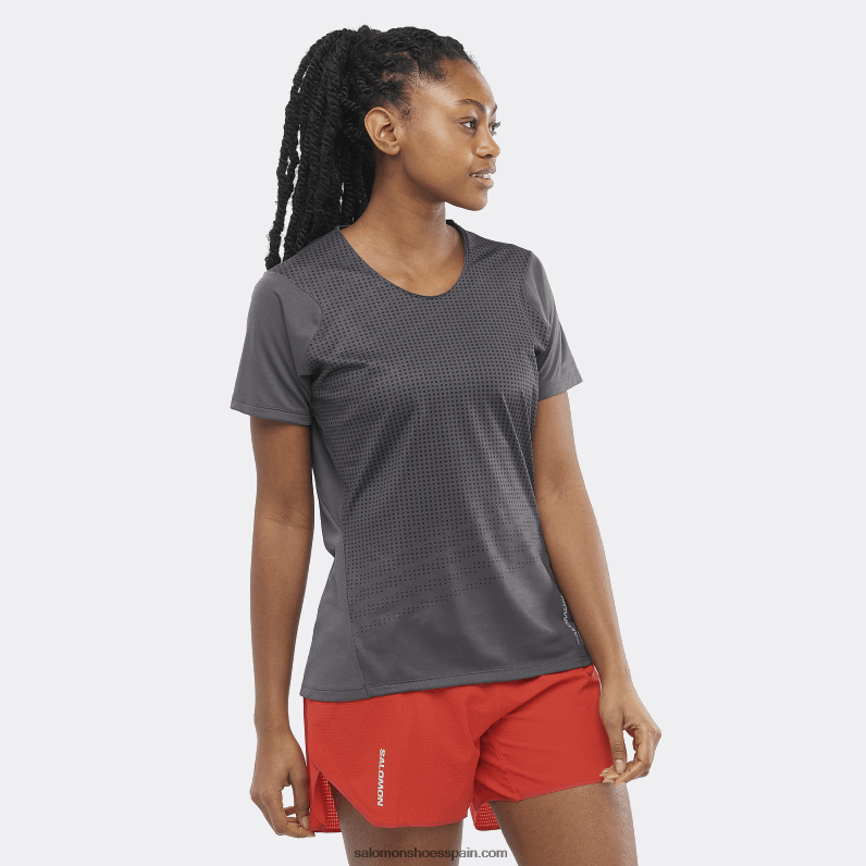 camiseta de manga corta para mujer - sense aero Salomon 00B0PZ929 periscopio/negro intenso