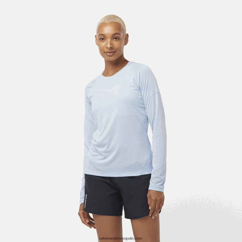camiseta de manga larga para mujer - cross run Salomon 00B0PZ914 cambray azul/brezo