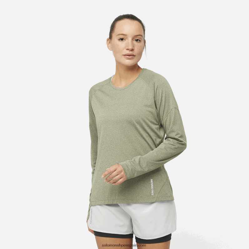 camiseta de manga larga para mujer - cross run Salomon 00B0PZ915 hoja de parra/brezo