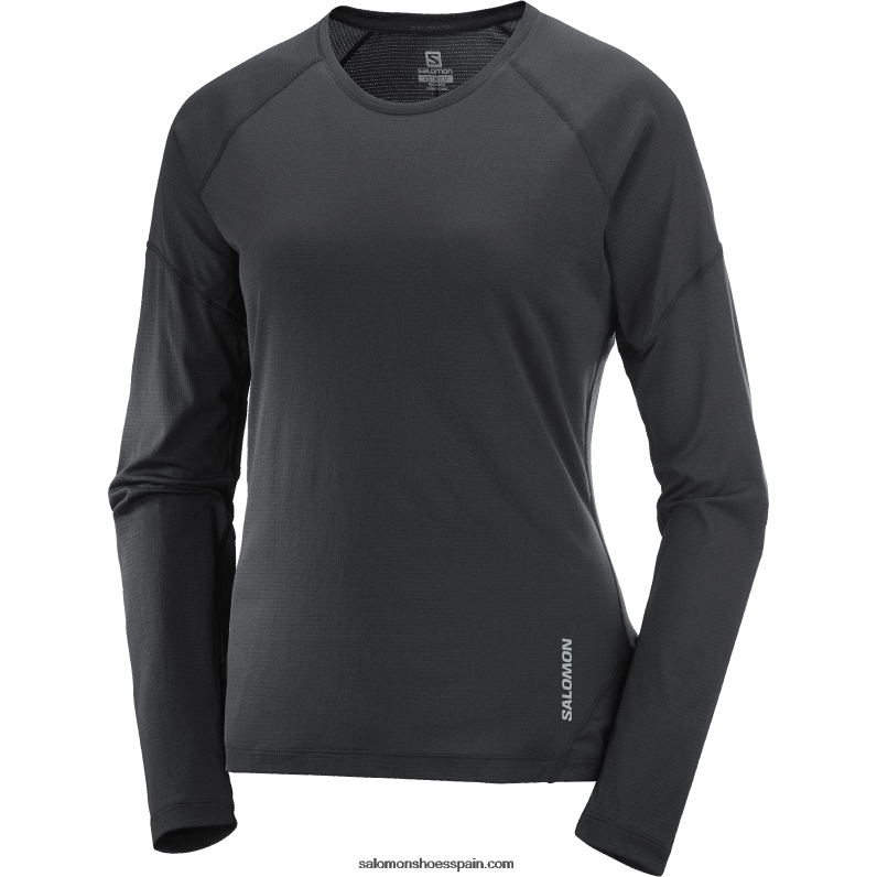 camiseta de manga larga para mujer - cross run Salomon 00B0PZ918 negro intenso/cápsula