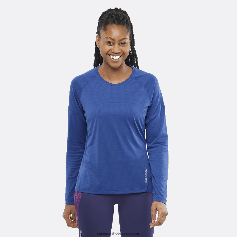 camiseta de manga larga para mujer - cross run Salomon 00B0PZ920 peonía azul marino