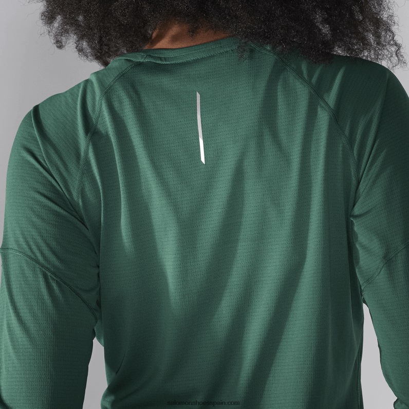 camiseta de manga larga para mujer - cross run Salomon 00B0PZ921 Pino ponderosa