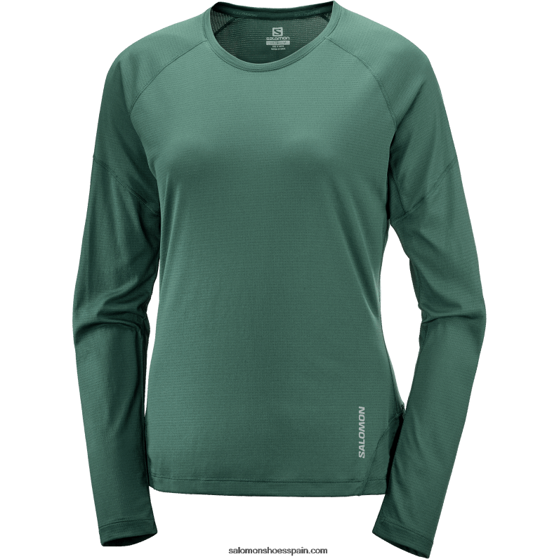 camiseta de manga larga para mujer - cross run Salomon 00B0PZ921 Pino ponderosa