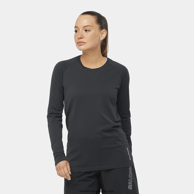 camiseta de manga larga para mujer sense aero sin costuras Salomon 00B0PZ908 profundo negro