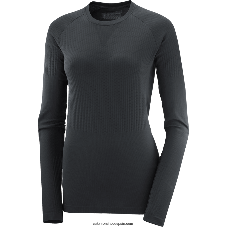 camiseta de manga larga para mujer sense aero sin costuras Salomon 00B0PZ908 profundo negro
