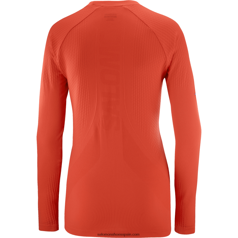 camiseta de manga larga para mujer sense aero sin costuras Salomon 00B0PZ909 rojo fuego