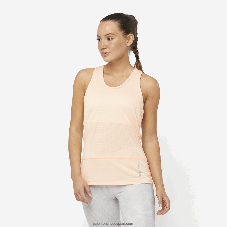 camiseta sin mangas mujer - cross run Salomon 00B0PZ897 bronceado crema