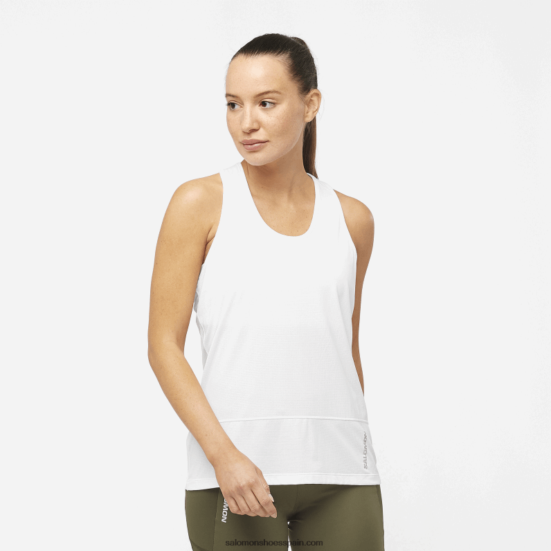 camiseta sin mangas mujer - cross run Salomon 00B0PZ898 blanco