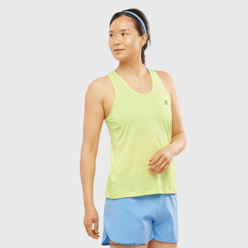 camiseta sin mangas mujer - cross run Salomon 00B0PZ900 lima soleada/brezo