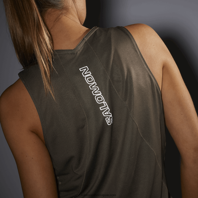 camiseta sin mangas mujer - sense aero Salomon 00B0PZ904 hoja de parra/verde oscuro