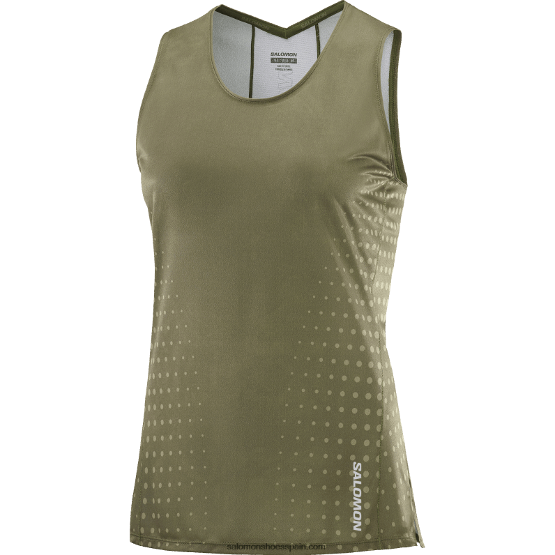 camiseta sin mangas mujer - sense aero Salomon 00B0PZ904 hoja de parra/verde oscuro