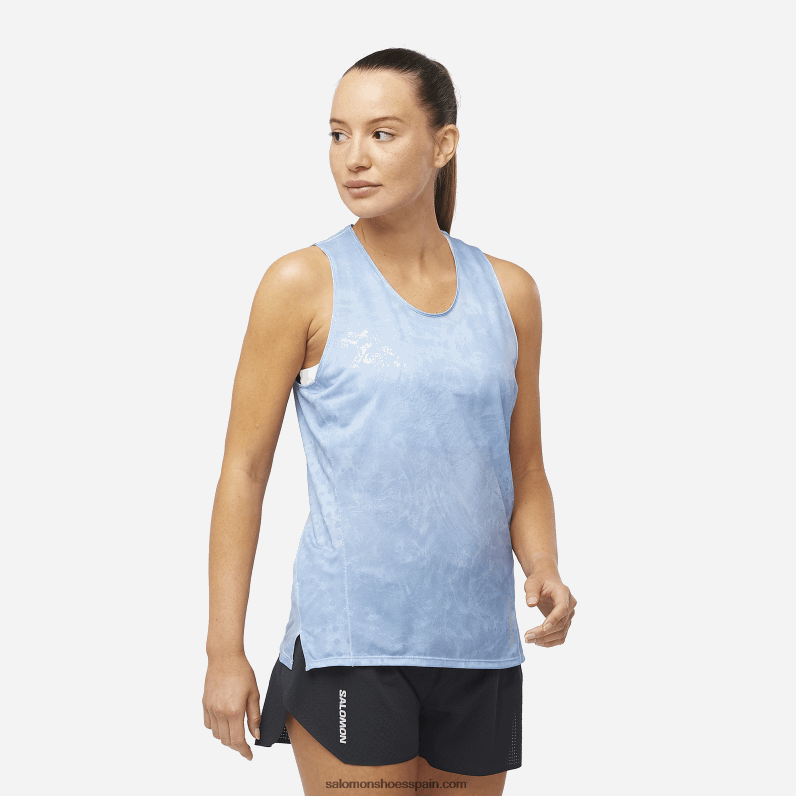 camiseta sin mangas mujer - sense aero Salomon 00B0PZ906 chambray azul/mansión inglesa