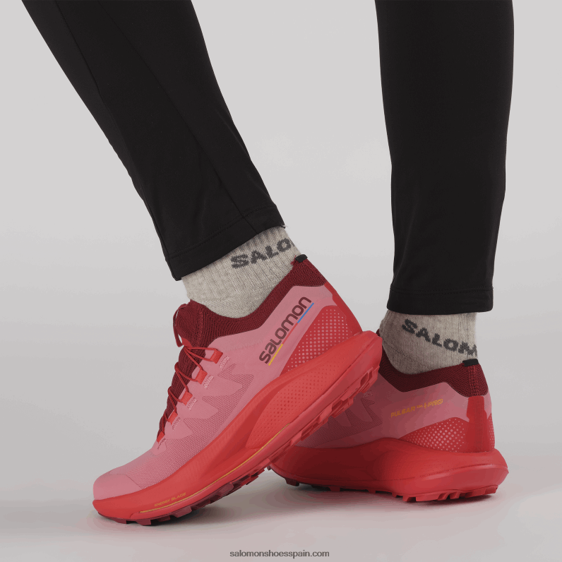 zapatillas de trail running para mujer - pulsar trail pro Salomon 00B0PZ1533 rosa de té/rojo ciclista/naranja ardiente