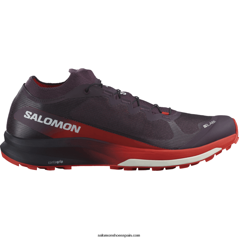 zapatillas de trail running para mujer - s/lab ultra 3 Salomon 00B0PZ1508 ciruela perfecto/rojo fuego/blanco