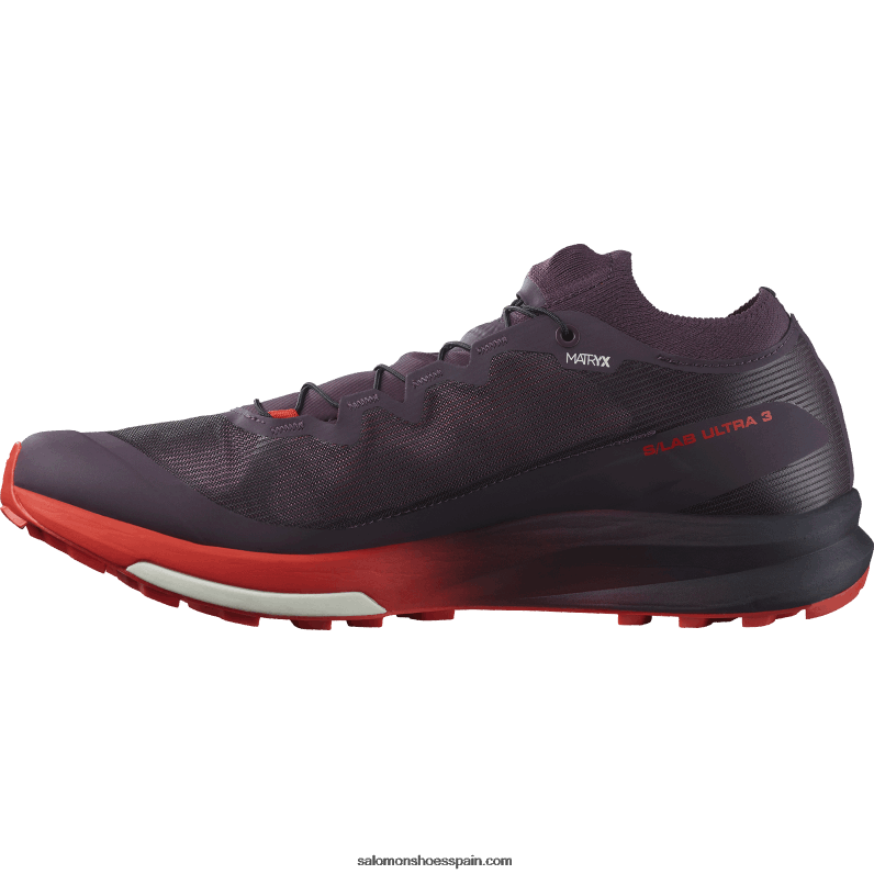 zapatillas de trail running para mujer - s/lab ultra 3 Salomon 00B0PZ1508 ciruela perfecto/rojo fuego/blanco
