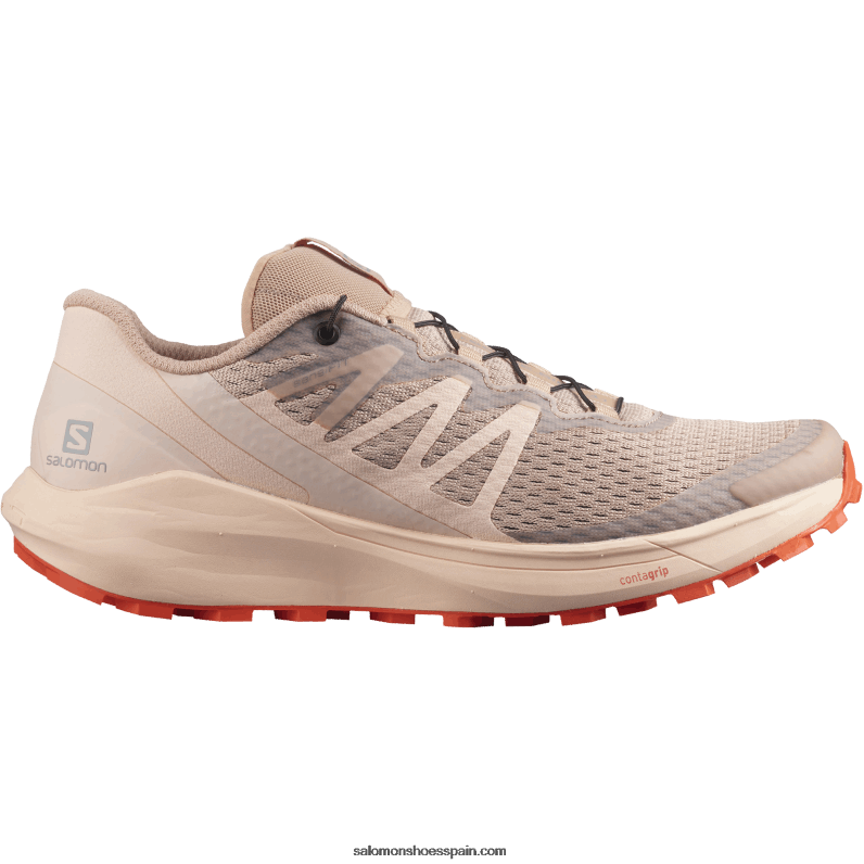 zapatillas de trail running para mujer - sense ride 4 Salomon 00B0PZ1536 siroco/melocotón agudo/rojo naranja