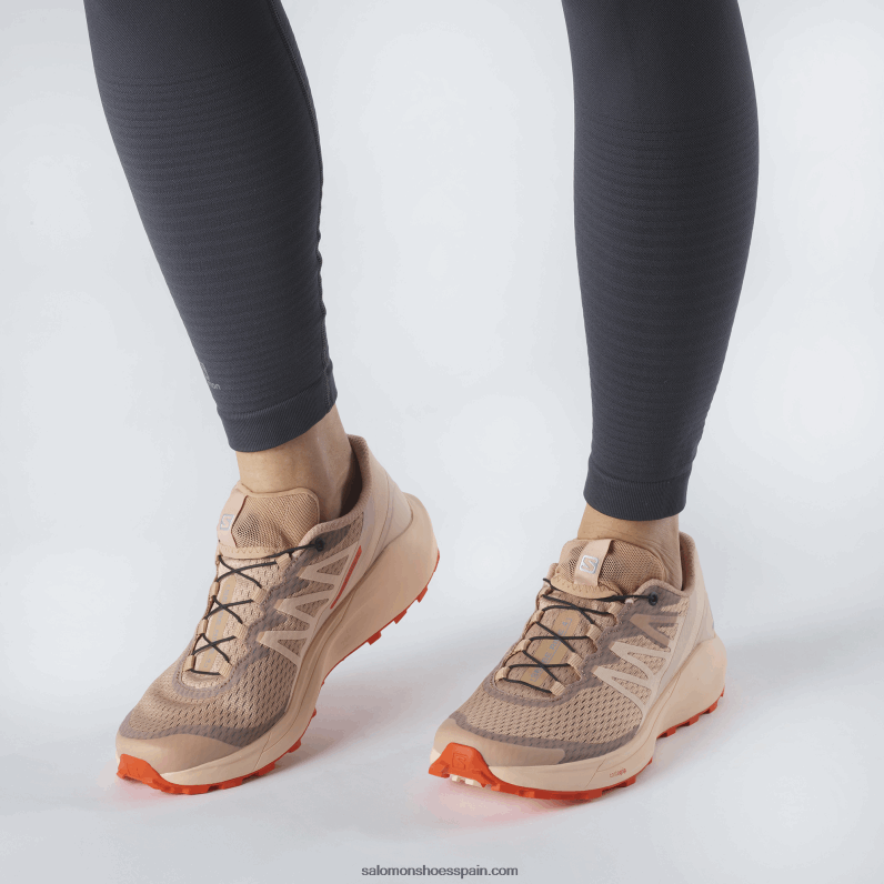 zapatillas de trail running para mujer - sense ride 4 Salomon 00B0PZ1536 siroco/melocotón agudo/rojo naranja