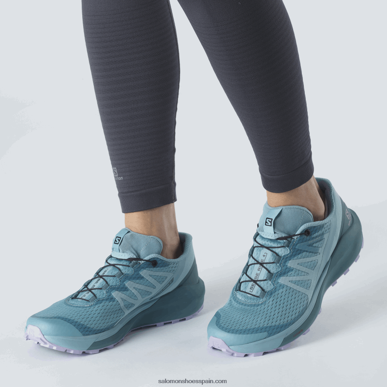 zapatillas de trail running para mujer - sense ride 4 Salomon 00B0PZ1537 azul espuela de caballero/azul ánade real/lavanda