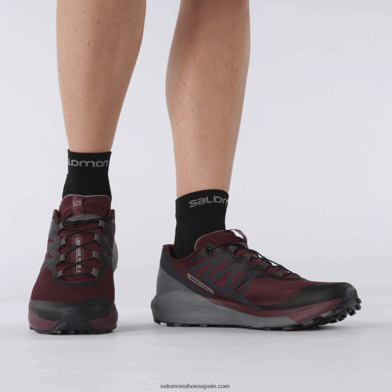zapatillas de trail running para mujer - sense ride 4 Salomon 00B0PZ1538 cata de vinos/sombra tranquila/ébano