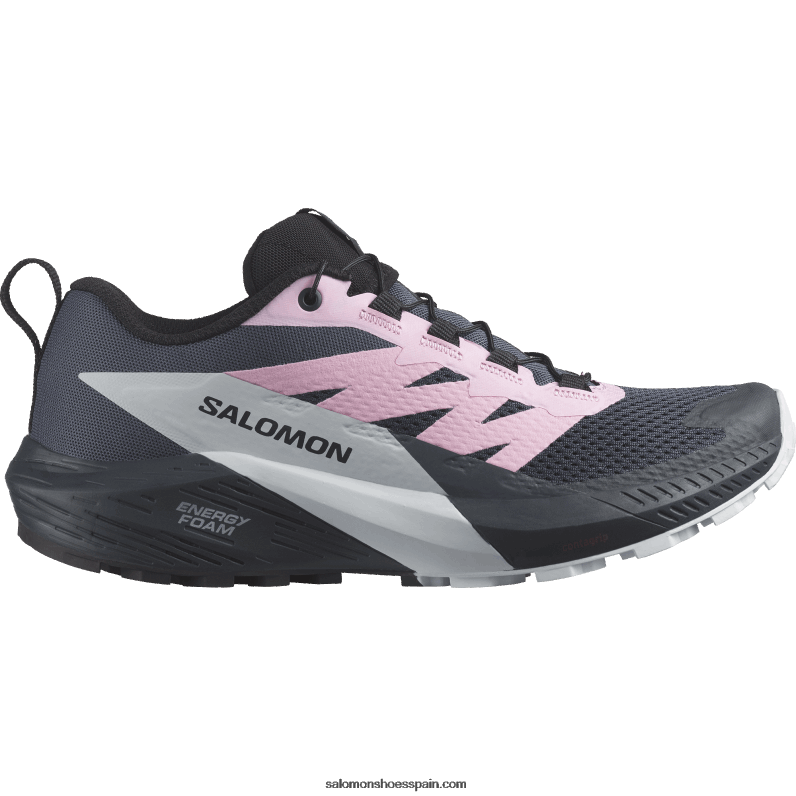 zapatillas de trail running para mujer - sense ride 5 Salomon 00B0PZ1495 tinta china/bolsita lila/hielo ártico