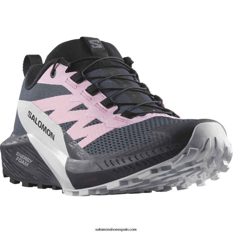 zapatillas de trail running para mujer - sense ride 5 Salomon 00B0PZ1495 tinta china/bolsita lila/hielo ártico
