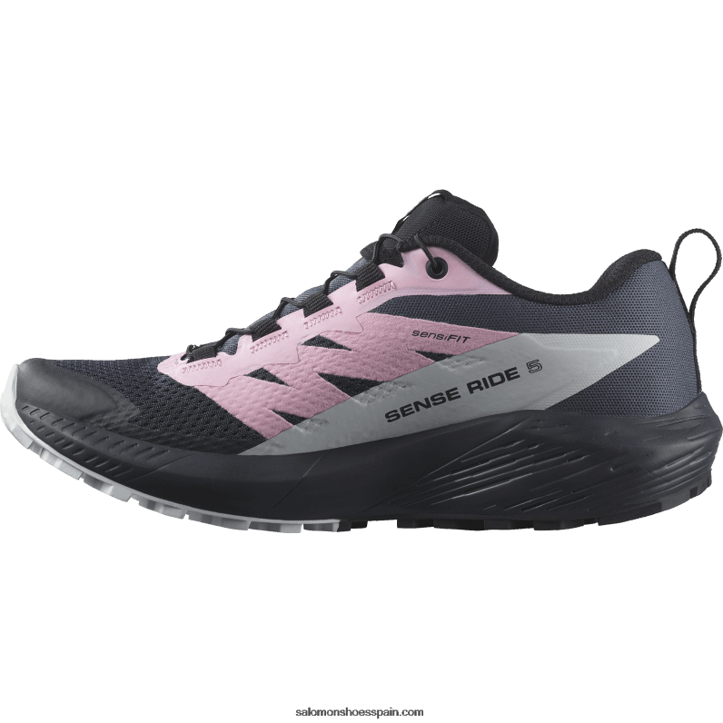 zapatillas de trail running para mujer - sense ride 5 Salomon 00B0PZ1495 tinta china/bolsita lila/hielo ártico
