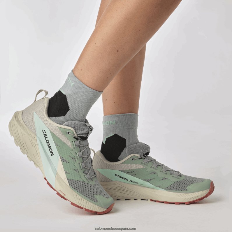 zapatillas de trail running para mujer - sense ride 5 Salomon 00B0PZ1496 nenúfar/día lluvioso/aguamarina blanqueada
