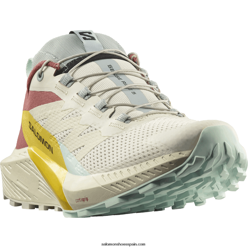 zapatillas de trail running para mujer - sense ride 5 Salomon 00B0PZ1497 día lluvioso/salsa picante/fresia