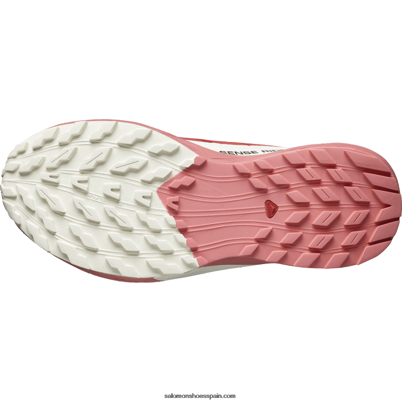 zapatillas de trail running para mujer - sense ride 5 Salomon 00B0PZ1498 rosa de té/rojo fuego/vainilla helada