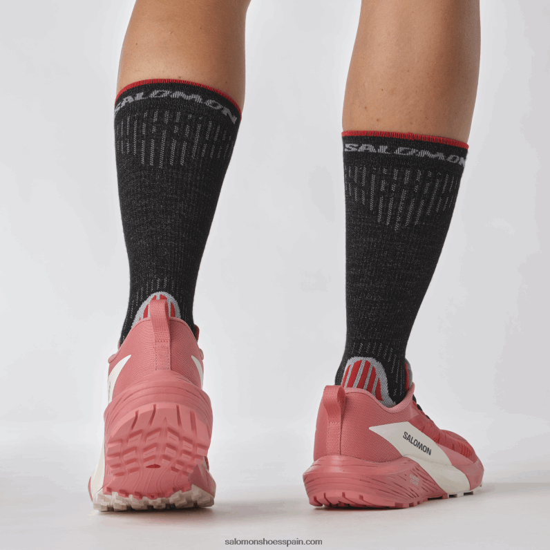 zapatillas de trail running para mujer - sense ride 5 Salomon 00B0PZ1498 rosa de té/rojo fuego/vainilla helada