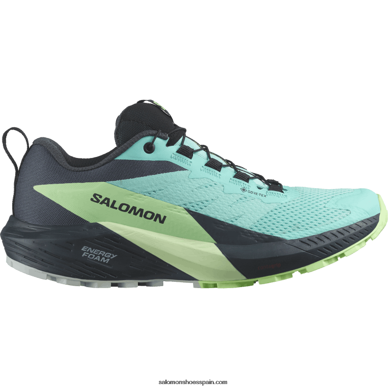 zapatillas de trail running para mujer - sense ride 5 gore-tex Salomon 00B0PZ1528 resplandor azul/ceniza verde/tinta china