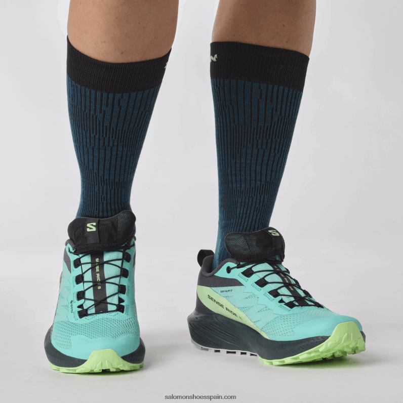 zapatillas de trail running para mujer - sense ride 5 gore-tex Salomon 00B0PZ1528 resplandor azul/ceniza verde/tinta china